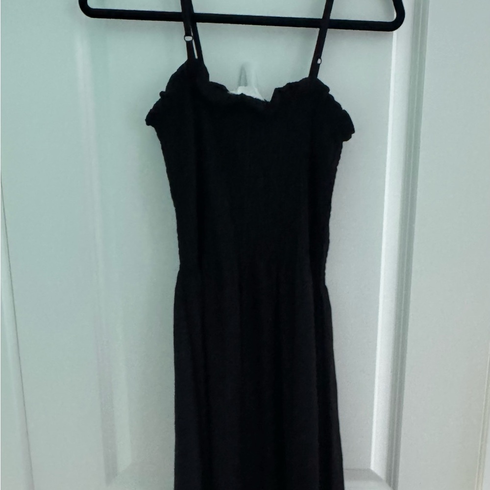 H&M Black Smocked Maxi Dress with Flutter Sleeves